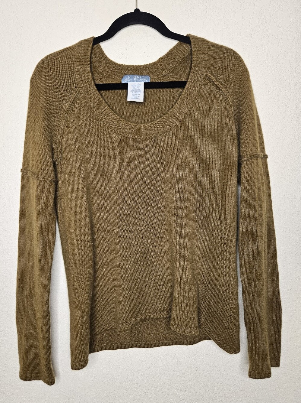 U-knit Cashmere Sweater In Olive Sz Missy XL